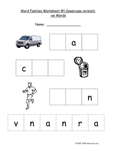 Worksheet: -AN Word Family