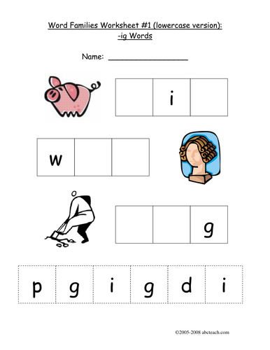 Worksheet: -IG Word Family