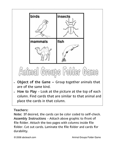 Sorting Game: Animal Groups (b/w)