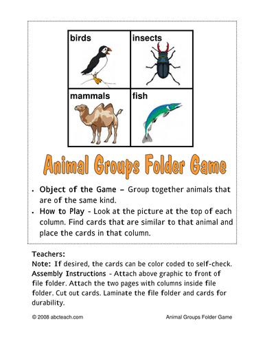 Sorting Game: Animal Groups (color)