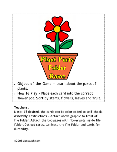 Sorting Game: Plant Parts (color)