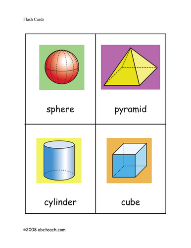 Flashcards: Three-Dimensional Shapes (upper elem/middle) - color