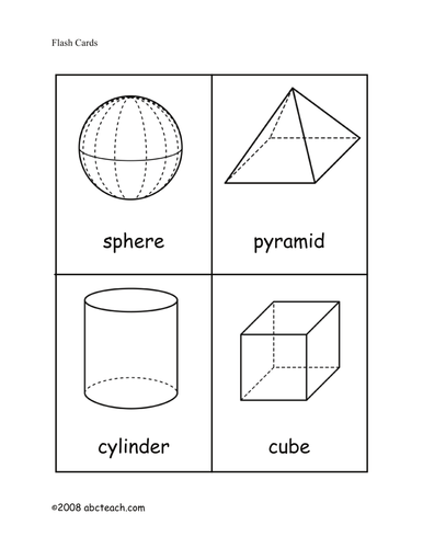 Flashcards: Three-Dimensional Shapes (upper elem/middle) - b/w