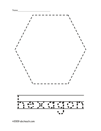 Trace and Color: Shape - Hexagon