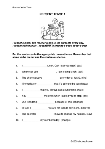 Worksheet: Present Simple or Present Continuous 1 (upper elem/ESL)