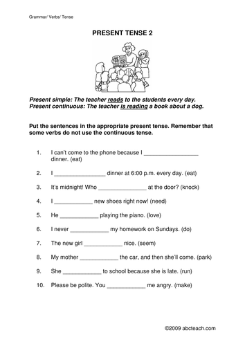 Worksheet: Present Simple or Present Continuous 2 (upper elem/ESL)