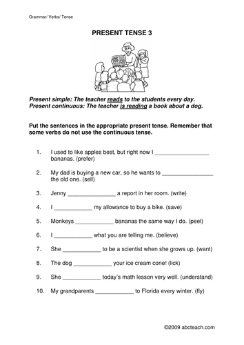 Worksheet: Present Simple or Present Continuous 3 (upper elem/ESL)