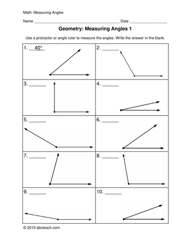 Worksheets: Measuring Angles (upper elem)