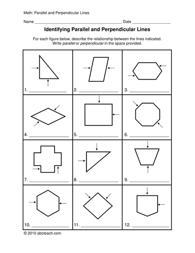 Worksheets: Parallel and Perpendicular (upper elem)