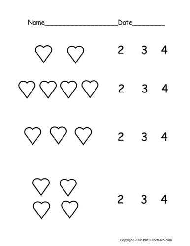 Worksheet: Count Groups of Objects 2-4 (ver 2) (pre-k/primary)