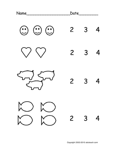 Worksheet: Count Groups of Objects 2-4  (ver 3) (pre-k/primary)