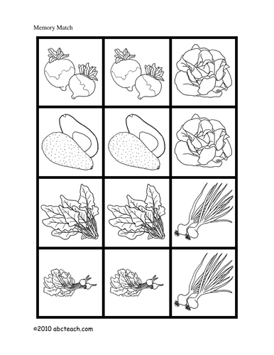 Memory Game: Garden Plants Match Cards (b/w)