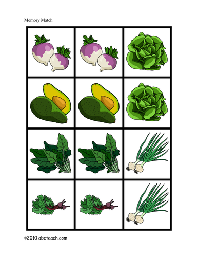 Memory Game: Garden Plant Cards (color)