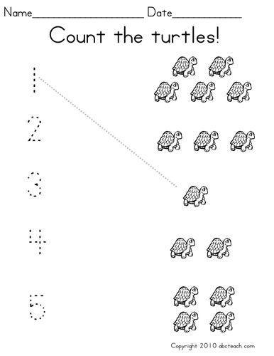 Math: Counting with pictures: Set 4 turtles (prek-1) | Teaching Resources