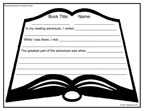 Bulletin Board: Reading Adventures Writing Prompt Form (elem/upper elem)