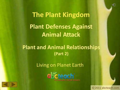 PowerPoint: Presentation with Audio: Plant Kingdom 15: Plant Defenses, Animal Relationships Part 2:2 (upper elem/middle/high)