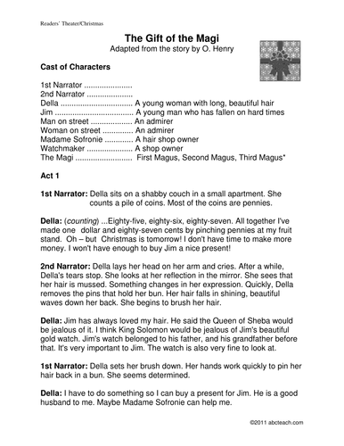 Readers Theater The Gift Of The Magi Elemupper Elem - 