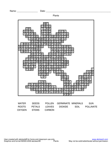 Word Search: Plants (elem)