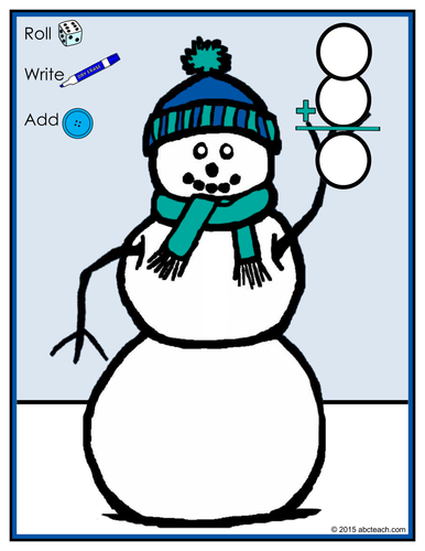 Winter: Snowman Dice Mat - Addition