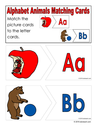 Alphabet Animals Puzzle Matching Cards