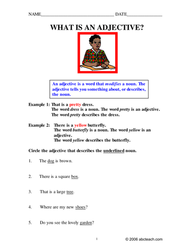 Worksheets: Adjectives (primary)
