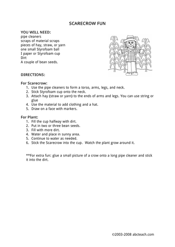 Project: Scarecrow Beans (elem/upper elem)