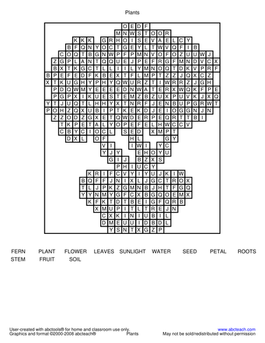 Word Search: Plants (elementary)