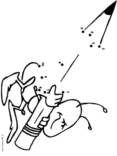 Dot to Dot: Ant with Pencil (to 10)