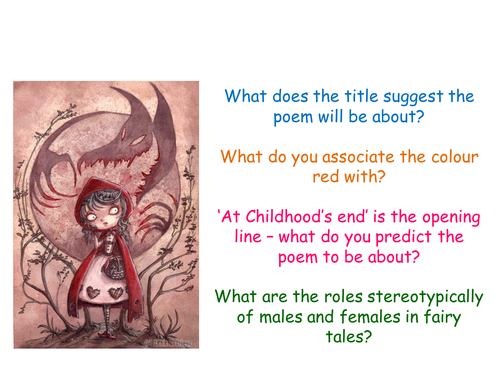 Little Red Cap By Carol Ann Duffy Teaching Resources