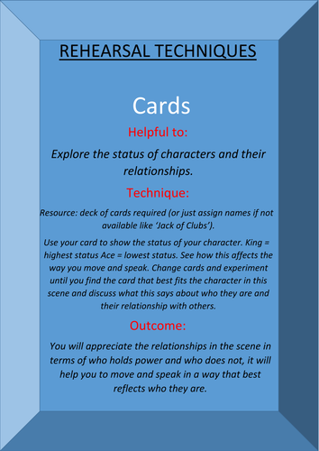 Drama devising techniques posters