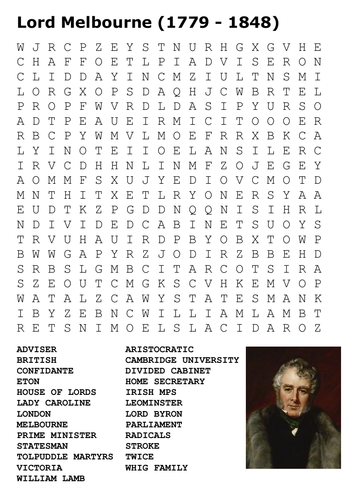 Lord Melbourne Word Search