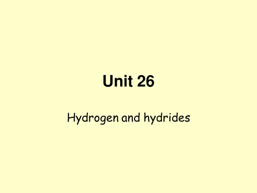 Hydrogen and Hydrides
