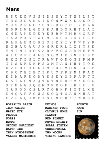 Planet Mars Word Search