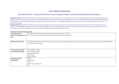 Geography A-Level Revision - Bridging the Development Gap