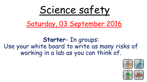 Science safety rules and symbols