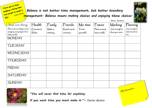Get organised: plan for a work-life balance - template charts to customise