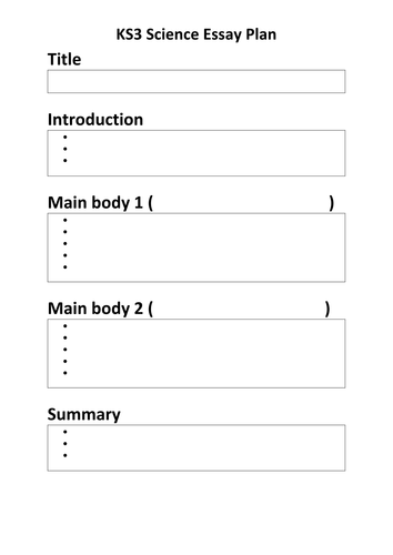 KS3 Scientific Essay Plan