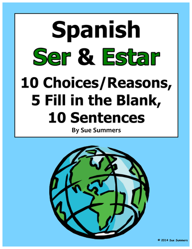 Spanish Ser and Estar 3 Part Practice Worksheet