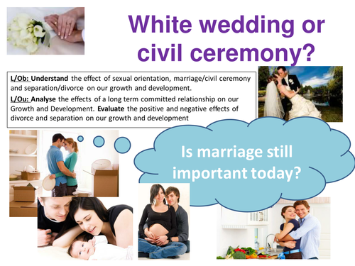 EdExcel GCSE Health & Social Care- Unit 1-Human Growth & Development-White wedding or civil ceremony