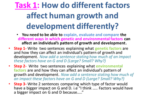 EdExcel GCSE Health Social Care Unit 1 Human Growth Development 