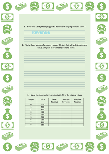 Revenue Worksheet
