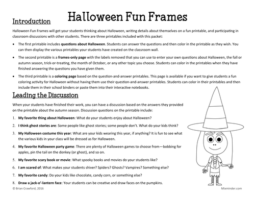 Halloween Fun Frames Writing Activity