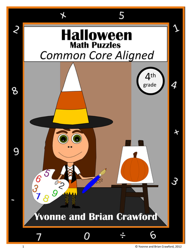 Halloween Math Puzzles - 4th Grade Common Core