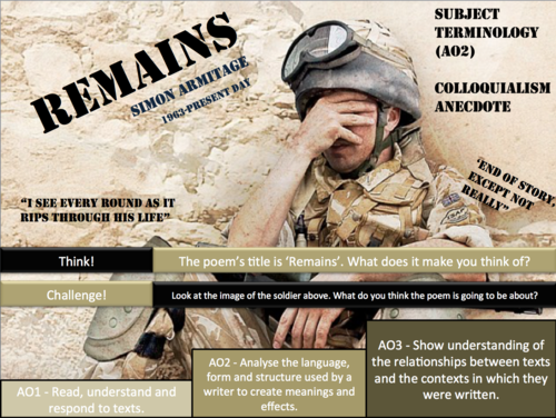 AQA Poetry - Power and Conflict - MINI WAR BUNDLE