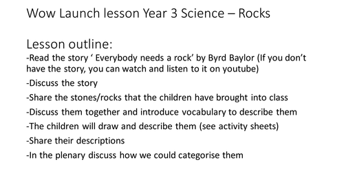 Year 3 Science Wow launch Rocks