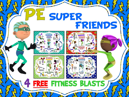 PE Super Friends Fitness Blasts- 4 FREE Mini Workouts