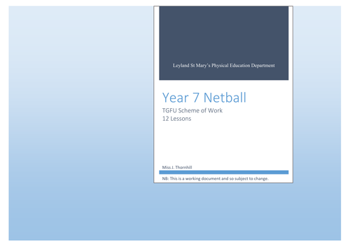 TGFU Netball Scheme of Work - Year 7