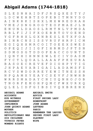 Abigail Adams Word Search