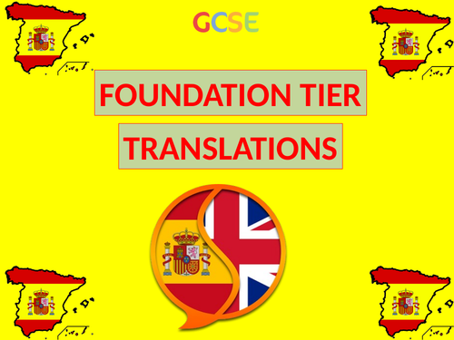 12 GCSE Foundation Translations into Spanish - (New) (2016)
