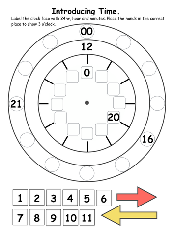 label a clock worksheet